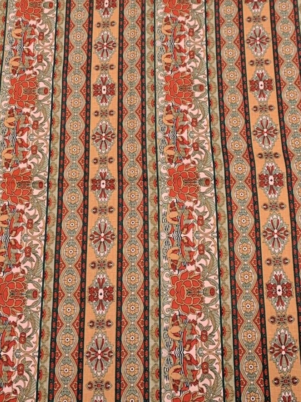 Vtg Jinny Beyer For Mr. RJR Fashion Fabrics Floral Stripe Pink Green 38"x44"